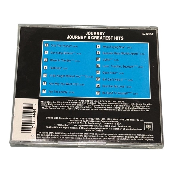 Journey Greatest Hits CD Columbia - Picture 6 of 7